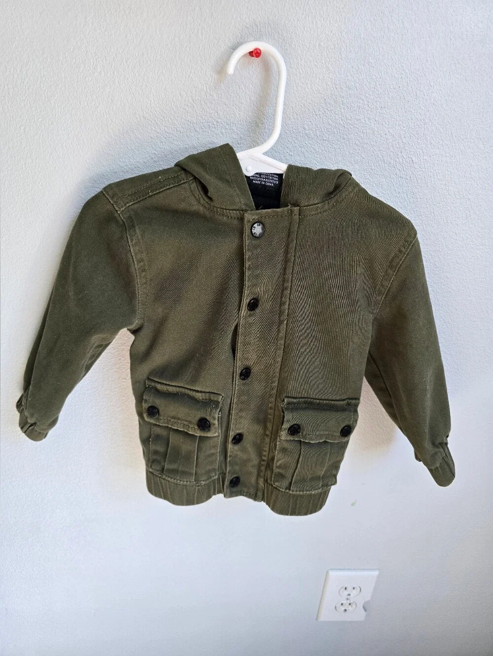 Little Bipsy Olive Green Hooded Button & Zipper Jacket